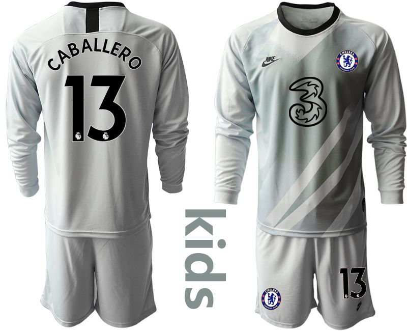 Youth 2020-2021 club Chelsea gray long sleeve goalkeeper #13 Soccer Jerseys->chelsea jersey->Soccer Club Jersey